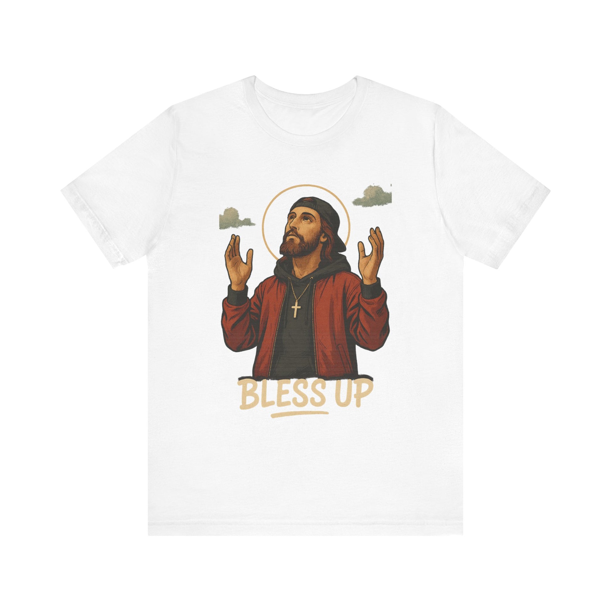 Bless Up Jesus Unisex Jersey Tee, Inspirational T-shirt, Faith-Based Apparel, Casual Wear, Gift for Believers, Religious T-shirt
