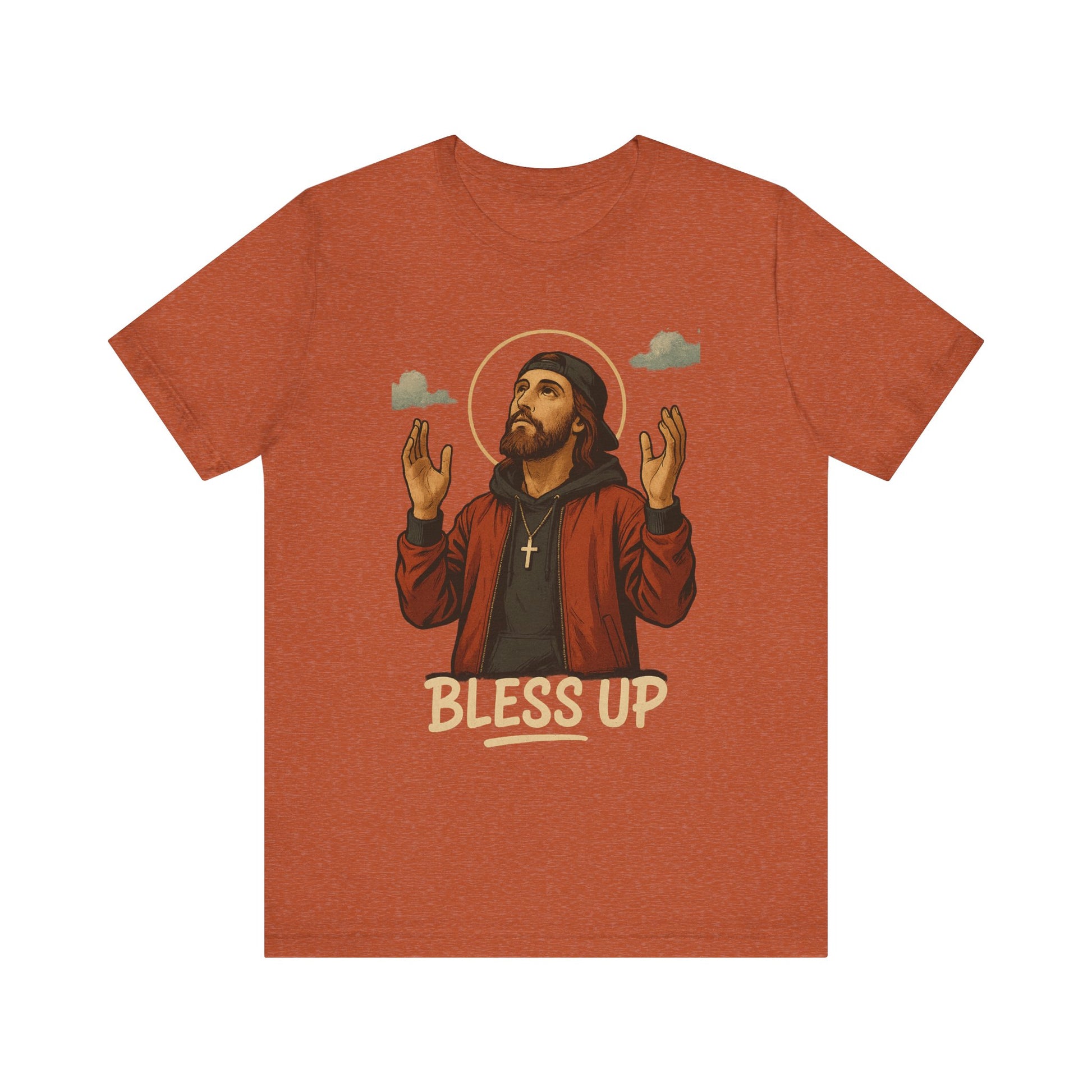 Bless Up Jesus Unisex Jersey Tee, Inspirational T-shirt, Faith-Based Apparel, Casual Wear, Gift for Believers, Religious T-shirt