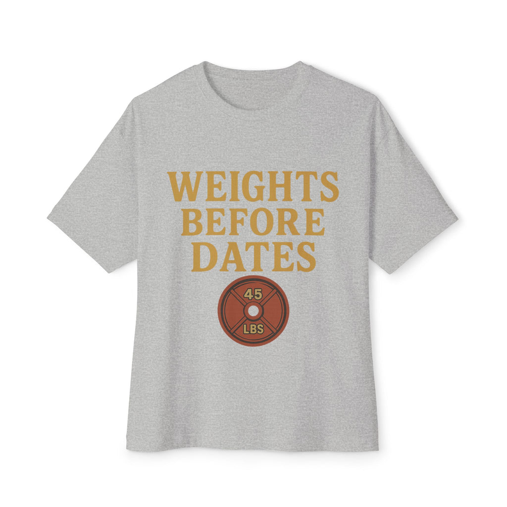 Weights Before Dates Tee, Fitness T-Shirt, Gym Motivation Shirt, Funny Workout Top, Unisex Short Sleeve Tee