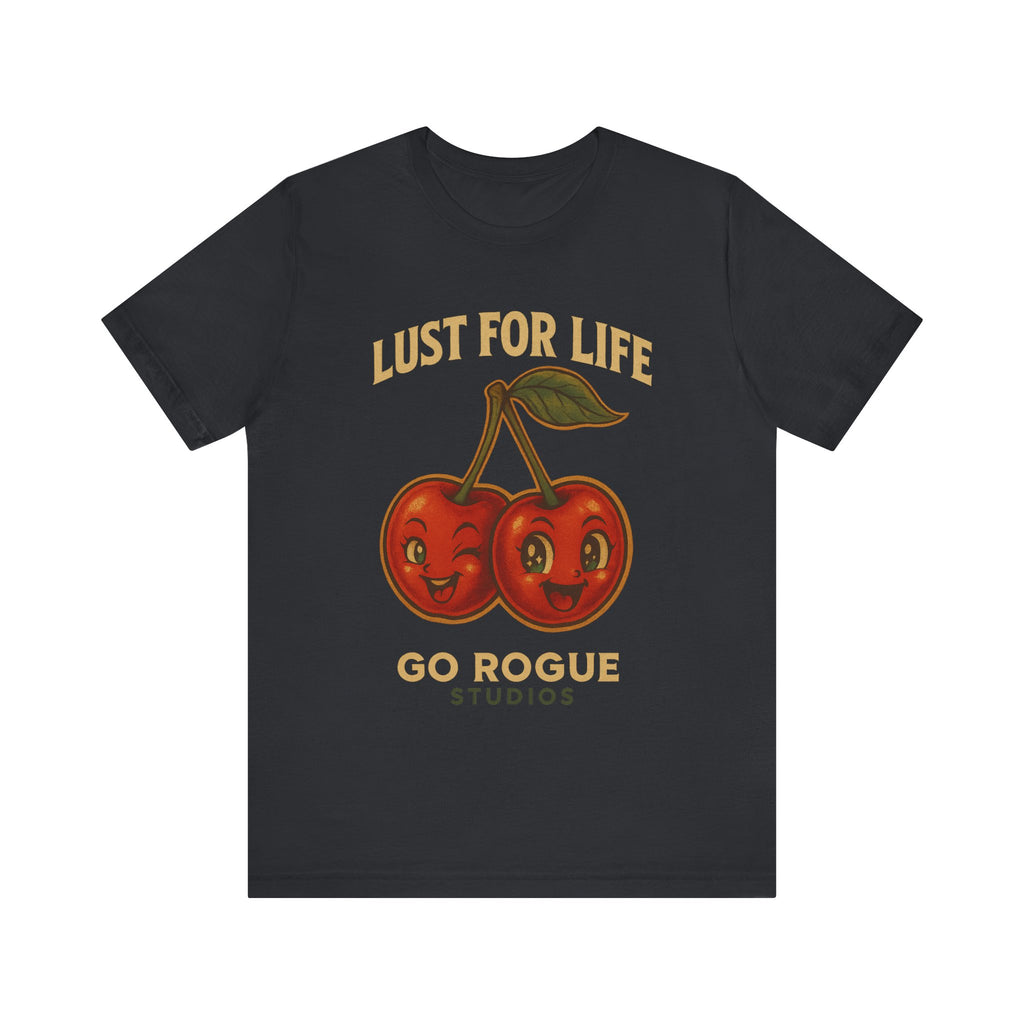 Vintage Cherry Lust for Life Tee, Unisex Graphic T-Shirt, Retro Fruit Shirt, Cute Casual Wear, Perfect for Gifts & Summer Vibes
