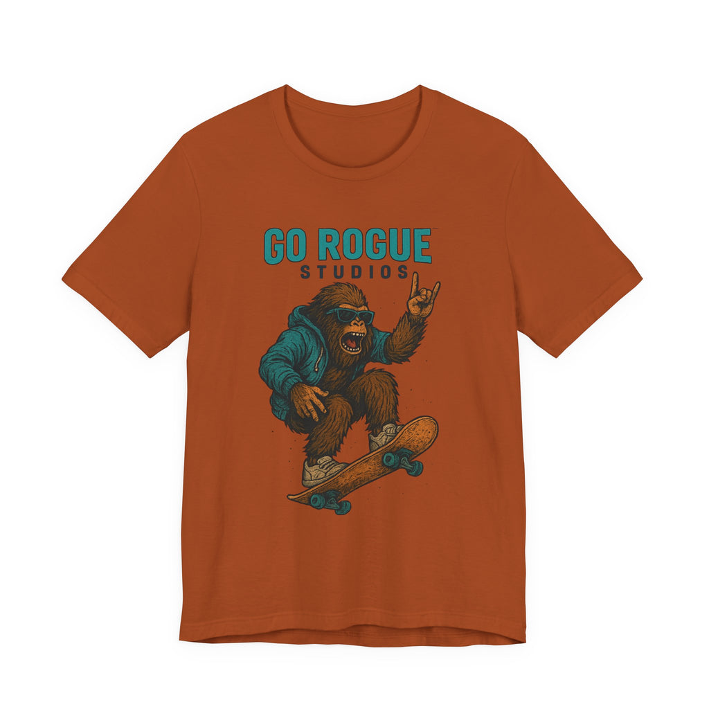 Skateboarding Sasquatch Tee, Unisex Graphic Shirt, Fun Casual Wear, Perfect Gift for Skaters, Unique Apparel for Youth and Adults