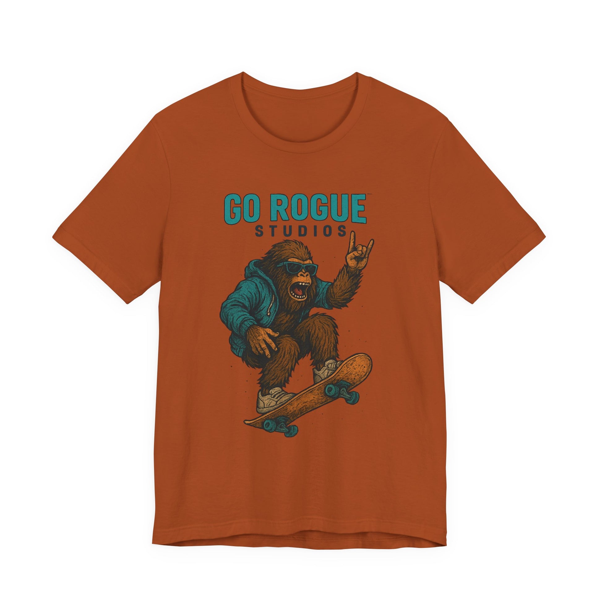 Skateboarding Sasquatch Tee, Unisex Graphic Shirt, Fun Casual Wear, Perfect Gift for Skaters, Unique Apparel for Youth and Adults