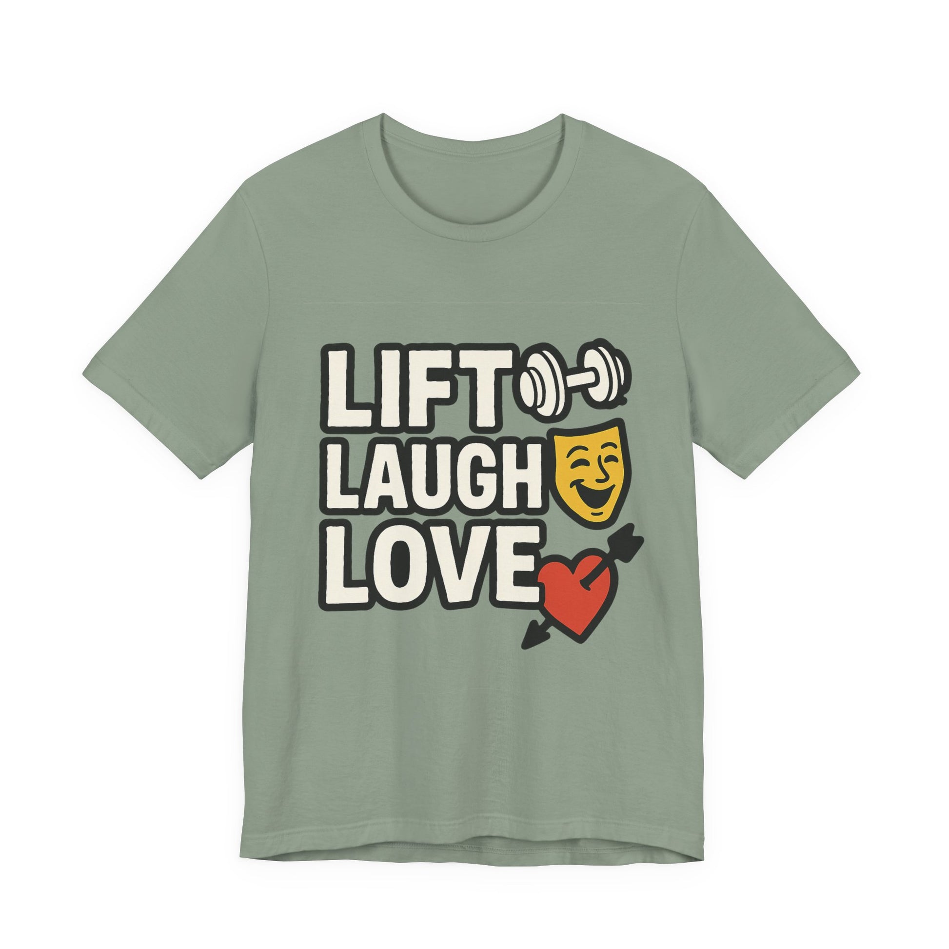 Unisex Motivational Workout Tee, Lift Laugh Love Shirt, Fitness Top, Humor Gym Shirt, Casual Wear, Gift for Fitness Lovers