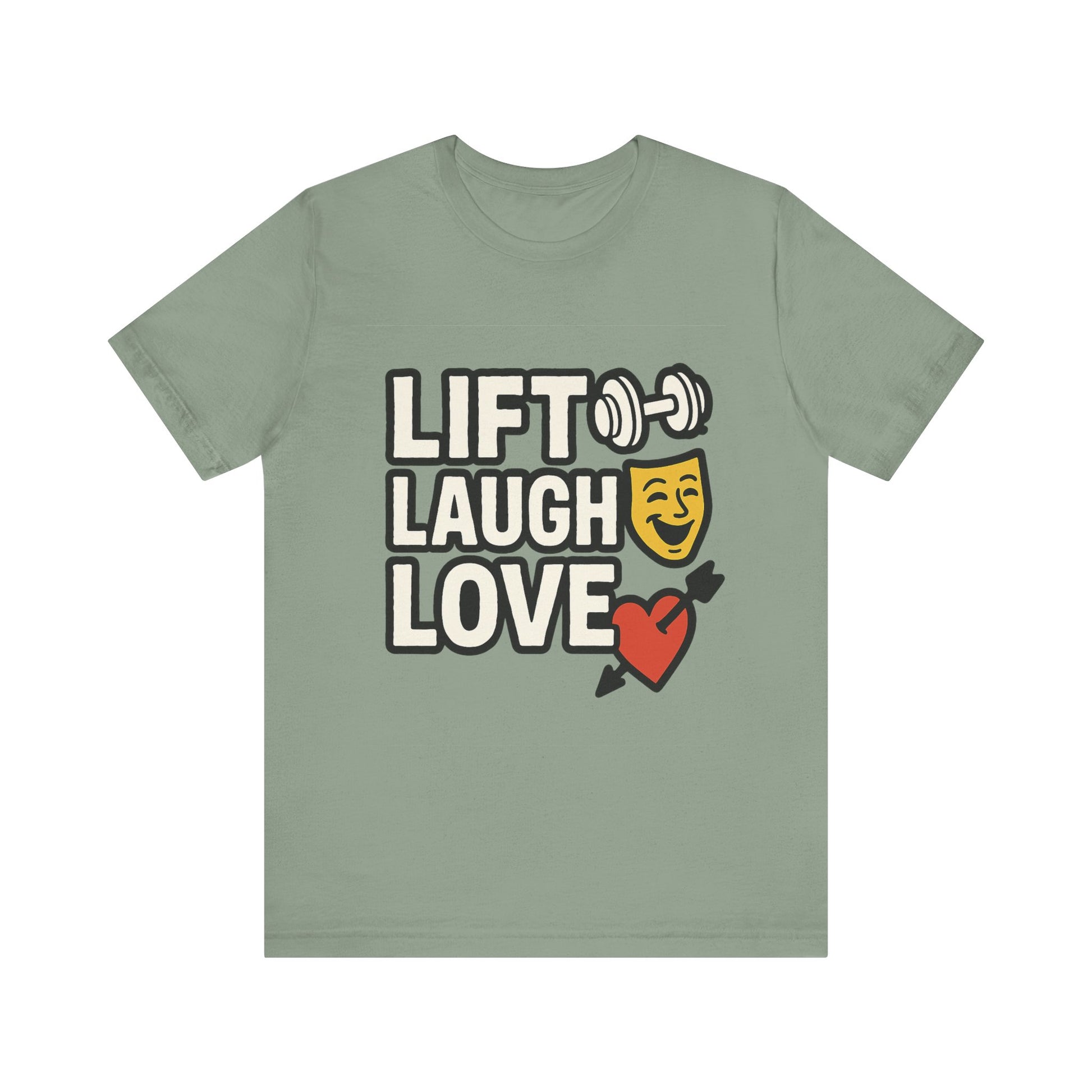 Unisex Motivational Workout Tee, Lift Laugh Love Shirt, Fitness Top, Humor Gym Shirt, Casual Wear, Gift for Fitness Lovers