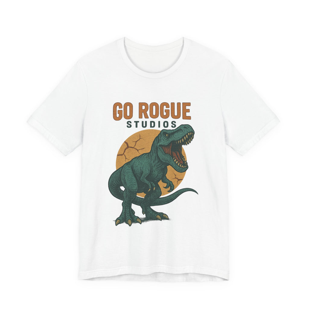 Dino-Inspired Unisex Tee, Go Rogue Studios Shirt, Dinosaur Graphic Tee, Jurassic Style Shirt, Casual Wear, Unique Gift Idea