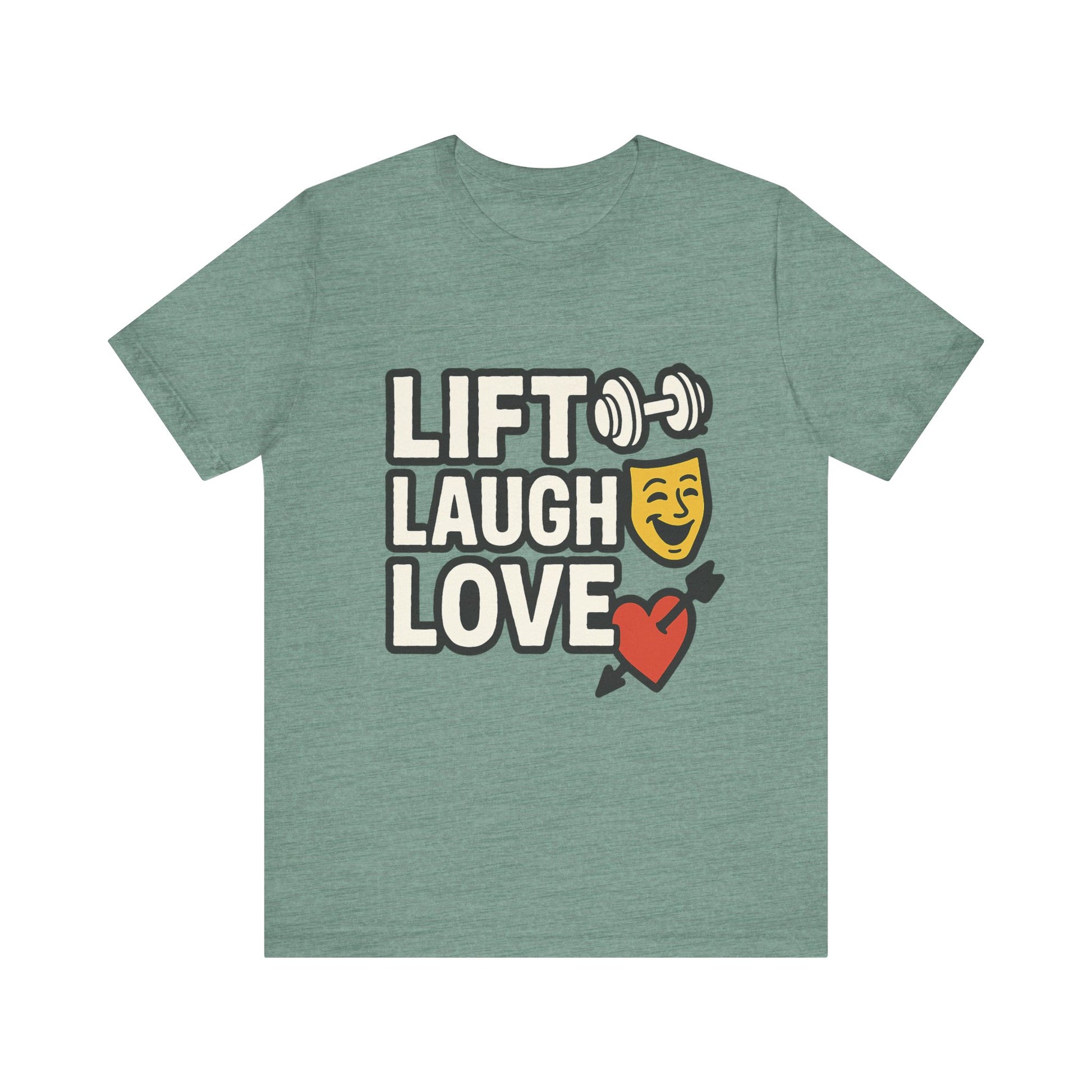 Unisex Motivational Workout Tee, Lift Laugh Love Shirt, Fitness Top, Humor Gym Shirt, Casual Wear, Gift for Fitness Lovers