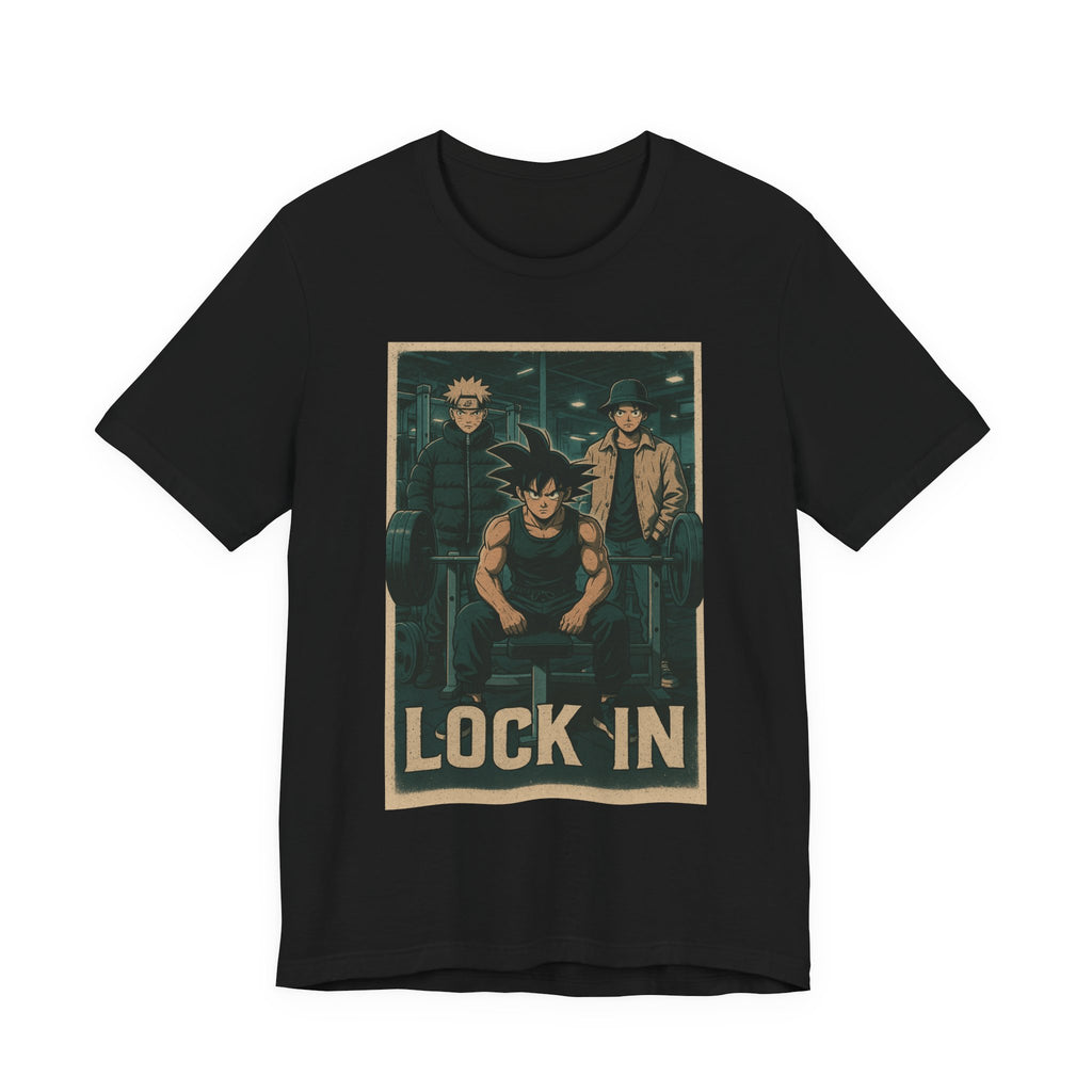 Anime-inspired "Lock In" Unisex Tee, Cool Graphic Tee, Casual Wear, Gift for Fans, Streetwear Style, Summer Outfit