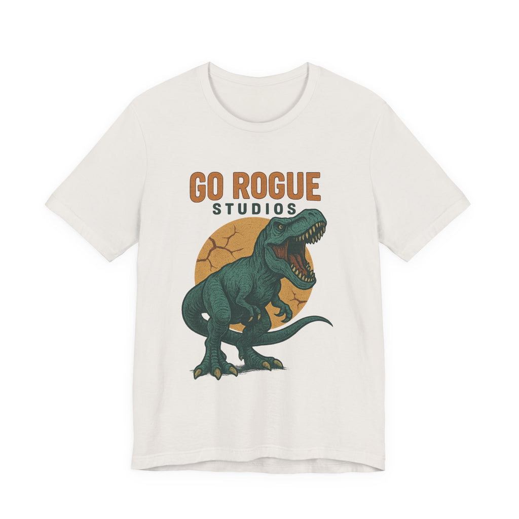 Dino-Inspired Unisex Tee, Go Rogue Studios Shirt, Dinosaur Graphic Tee, Jurassic Style Shirt, Casual Wear, Unique Gift Idea