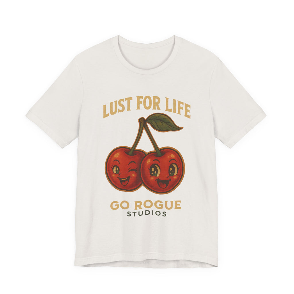 Vintage Cherry Lust for Life Tee, Unisex Graphic T-Shirt, Retro Fruit Shirt, Cute Casual Wear, Perfect for Gifts & Summer Vibes
