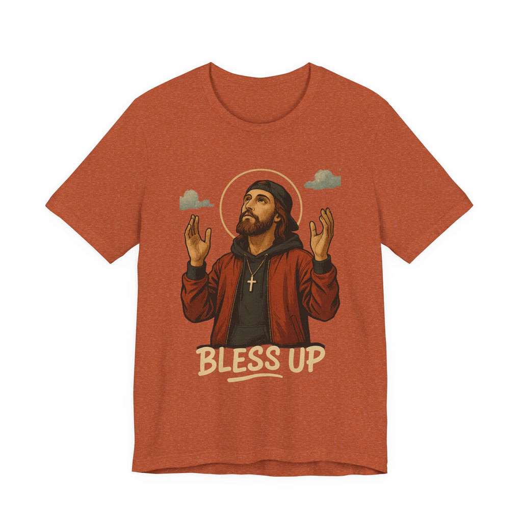 Bless Up Jesus Unisex Jersey Tee, Inspirational T-shirt, Faith-Based Apparel, Casual Wear, Gift for Believers, Religious T-shirt