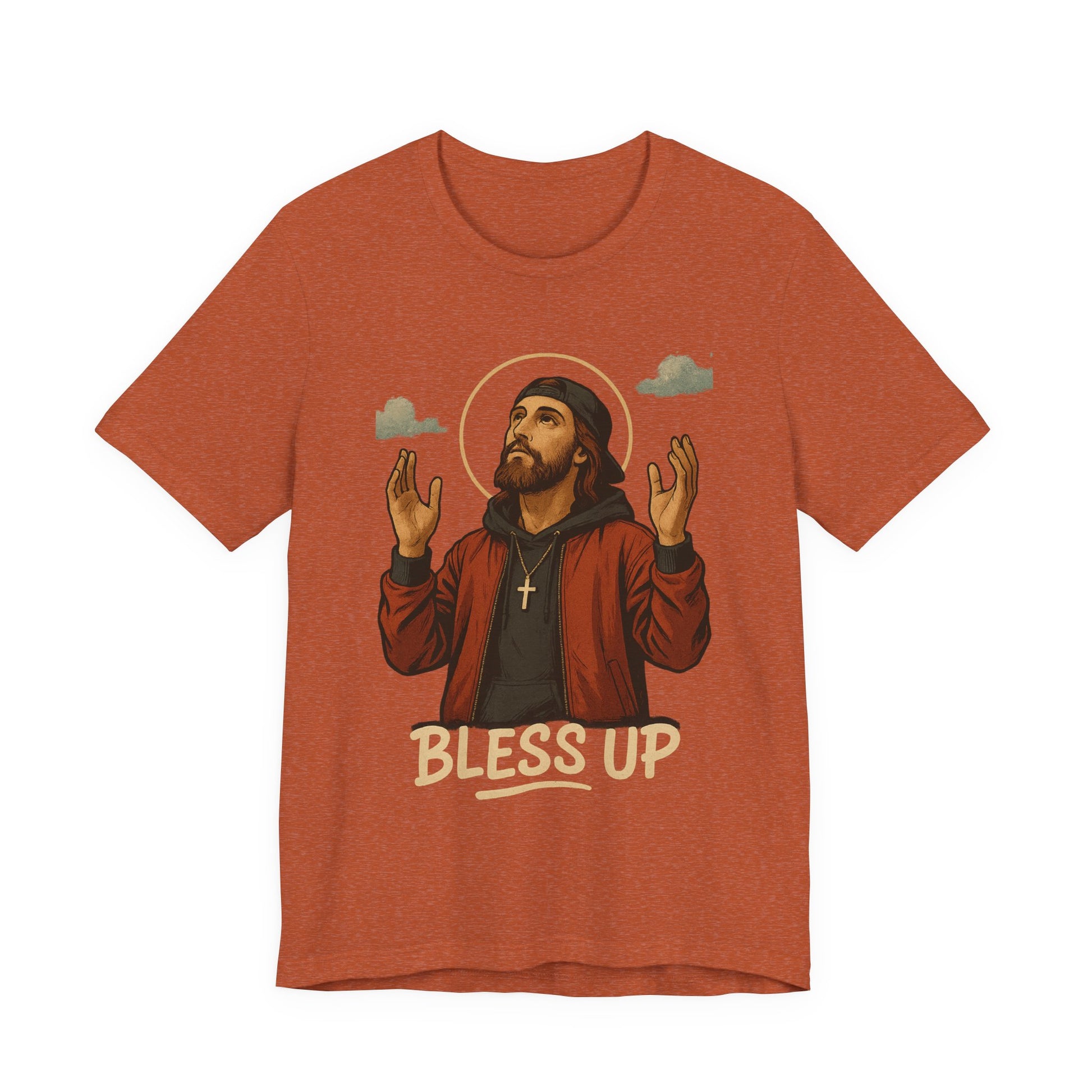 Bless Up Jesus Unisex Jersey Tee, Inspirational T-shirt, Faith-Based Apparel, Casual Wear, Gift for Believers, Religious T-shirt