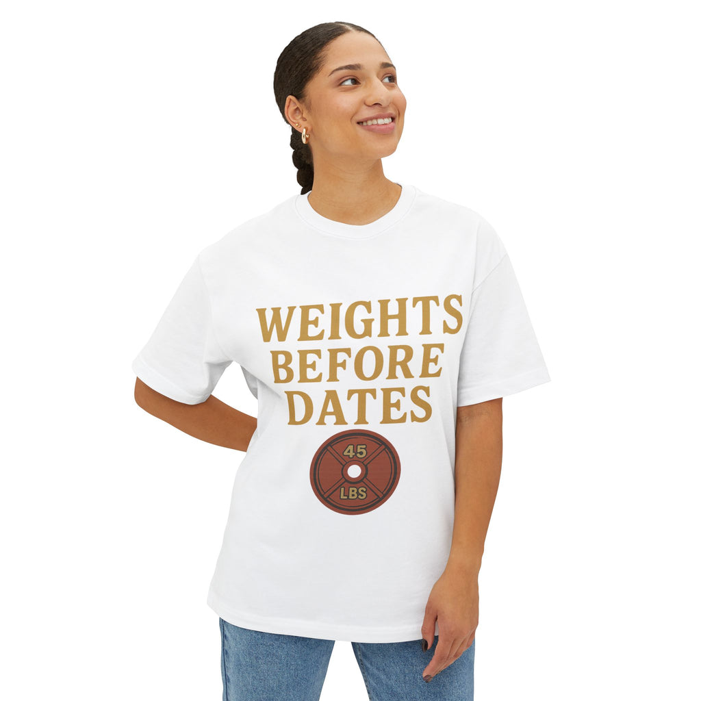 Weights Before Dates Tee, Fitness T-Shirt, Gym Motivation Shirt, Funny Workout Top, Unisex Short Sleeve Tee