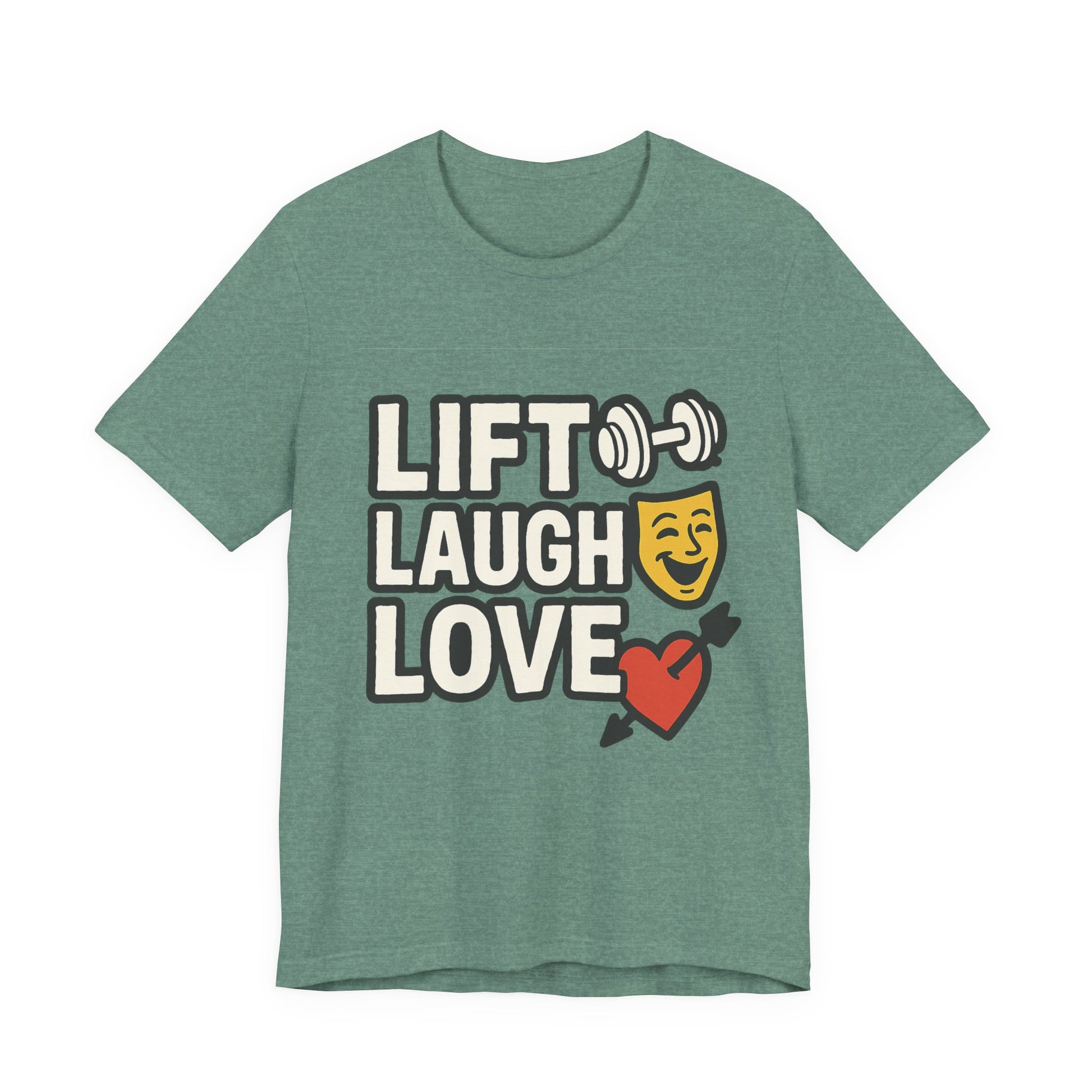 Unisex Motivational Workout Tee, Lift Laugh Love Shirt, Fitness Top, Humor Gym Shirt, Casual Wear, Gift for Fitness Lovers