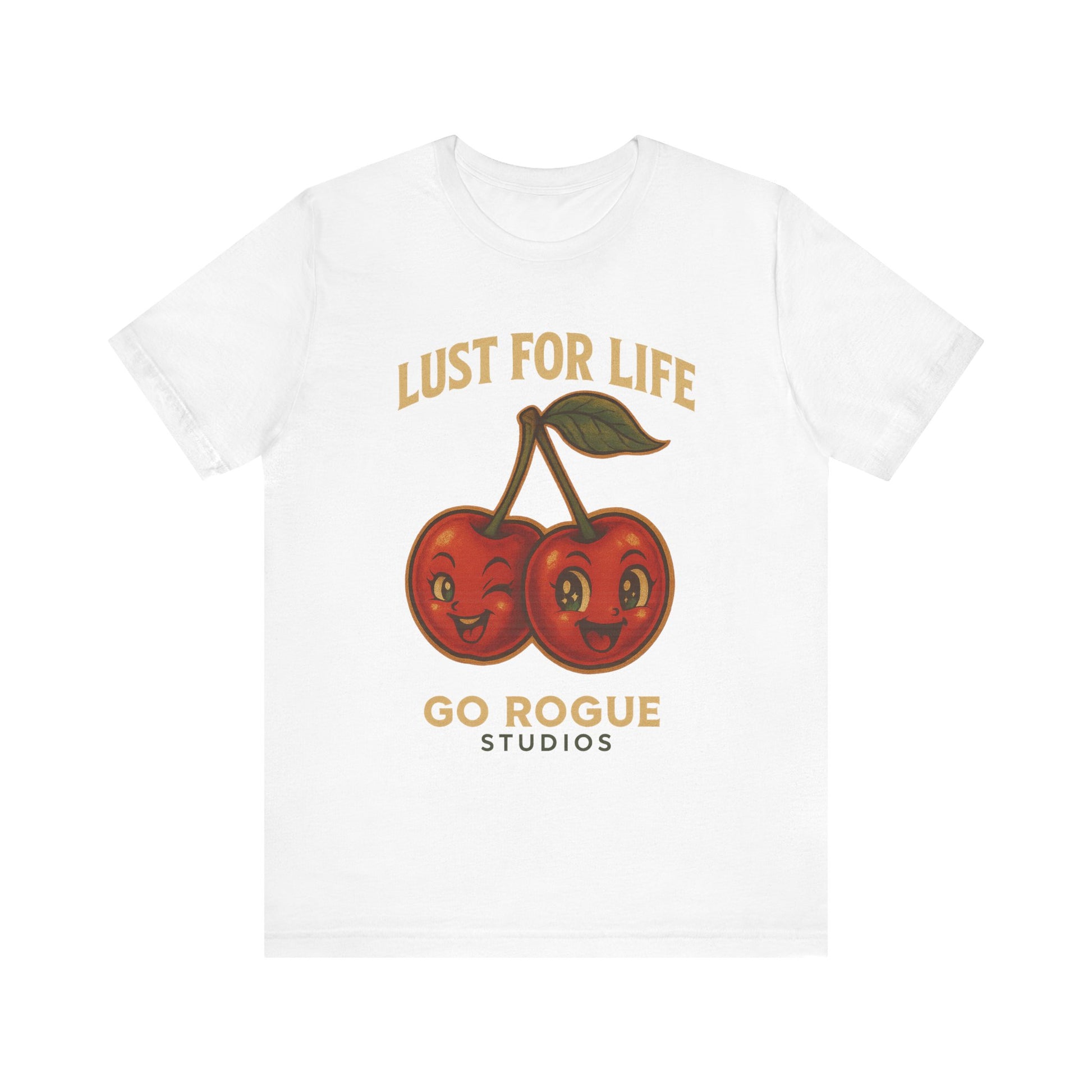 Vintage Cherry Lust for Life Tee, Unisex Graphic T-Shirt, Retro Fruit Shirt, Cute Casual Wear, Perfect for Gifts & Summer Vibes