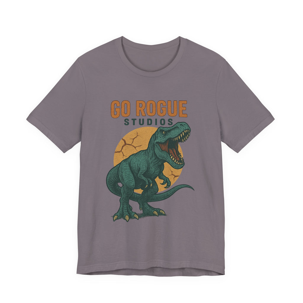 Dino-Inspired Unisex Tee, Go Rogue Studios Shirt, Dinosaur Graphic Tee, Jurassic Style Shirt, Casual Wear, Unique Gift Idea