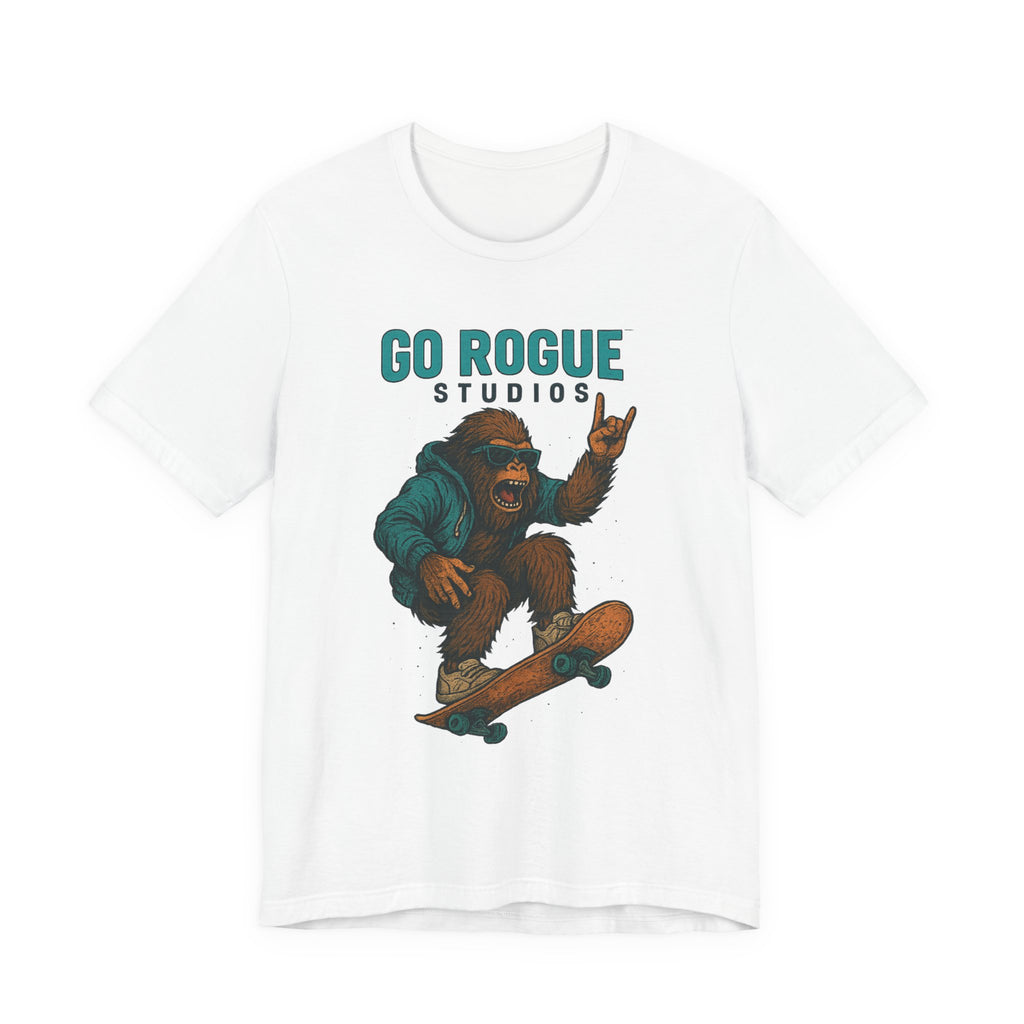 Skateboarding Sasquatch Tee, Unisex Graphic Shirt, Fun Casual Wear, Perfect Gift for Skaters, Unique Apparel for Youth and Adults