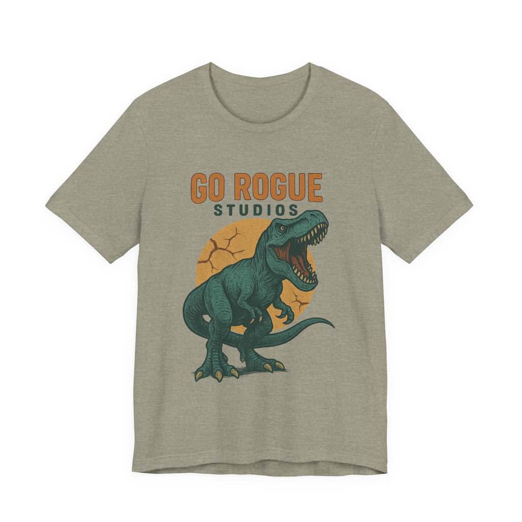 Dino-Inspired Unisex Tee, Go Rogue Studios Shirt, Dinosaur Graphic Tee, Jurassic Style Shirt, Casual Wear, Unique Gift Idea