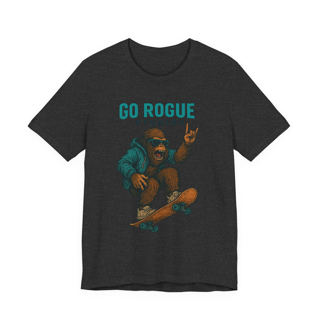 Skateboarding Sasquatch Tee, Unisex Graphic Shirt, Fun Casual Wear, Perfect Gift for Skaters, Unique Apparel for Youth and Adults